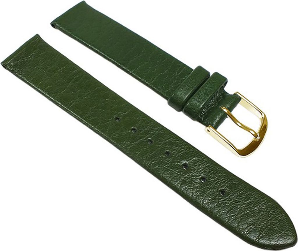 Eulit Dolly Uhrenarmband Kalbleder grün seidenmatt rembordiert, Stegbreite:10mm