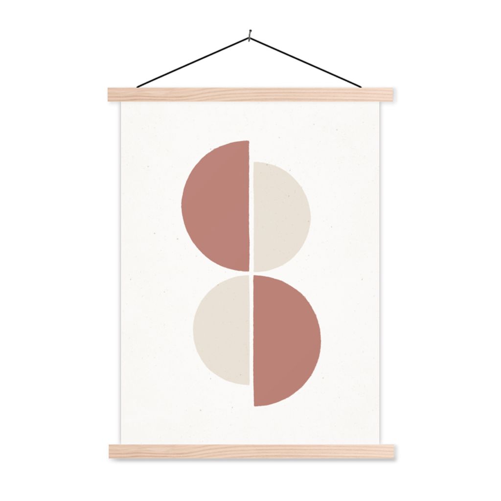 MuchoWow Textilposter Minimalismus - Abstrakt - Pastell 60x80 cm mit holzfarbenen Rahmen - Wandbild