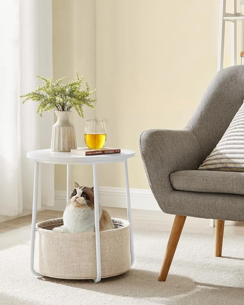 Tavolino da Salotto Moderno VASAGLE - Bianco e Beige con Stoccaggio - 7