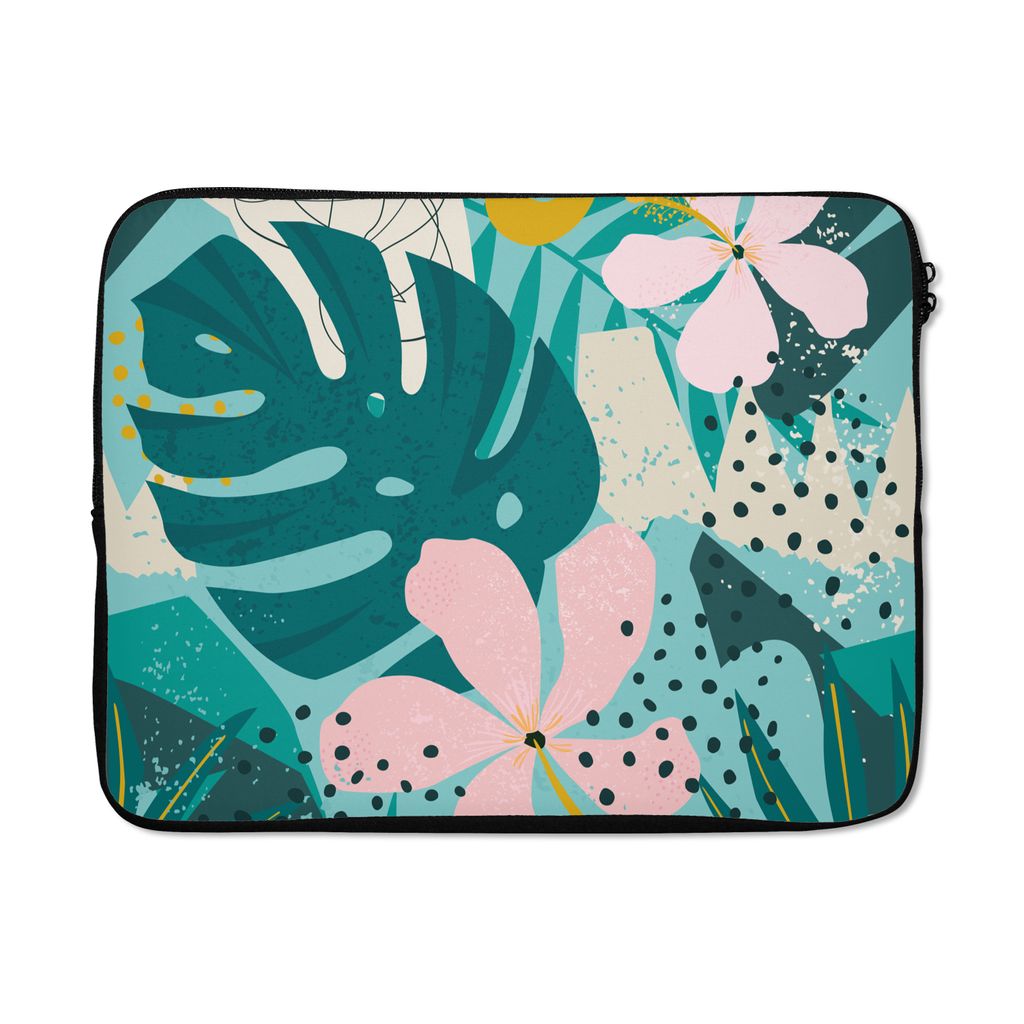 MuchoWow Laptop Hülle 15 Zoll Pflanzen - Illustration - Pastell - Kinder - Mädchen - Kinder Laptoptasche - Laptoptasche - Sleeve - Rundum-Schutz
