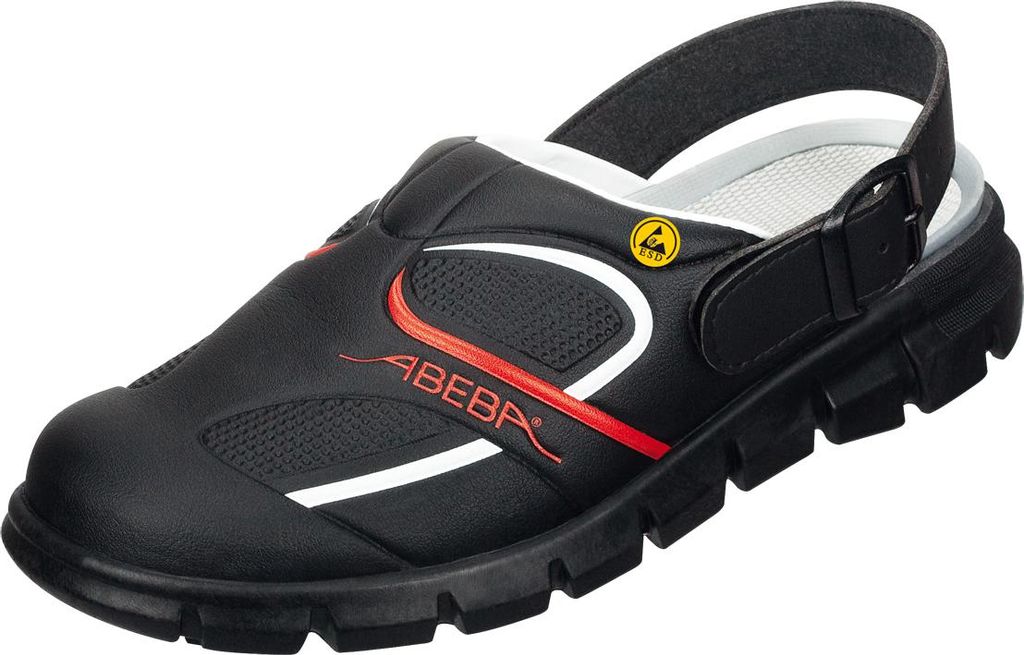 Abeba ESD-Berufsschuhe Dynamic OB Clog schwarz/rot HACCP CE ESD SRC
