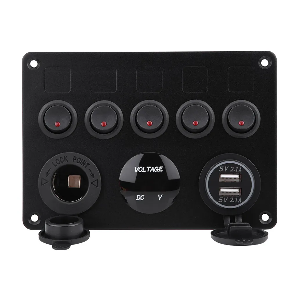 Kit interrupteurs 12V 24V pour bateau et camping-car avec voltmètre - 6