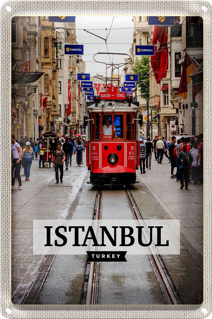Blechschild Reise 20x30cm Istanbul Turkey Straßenbahn Reiseziel