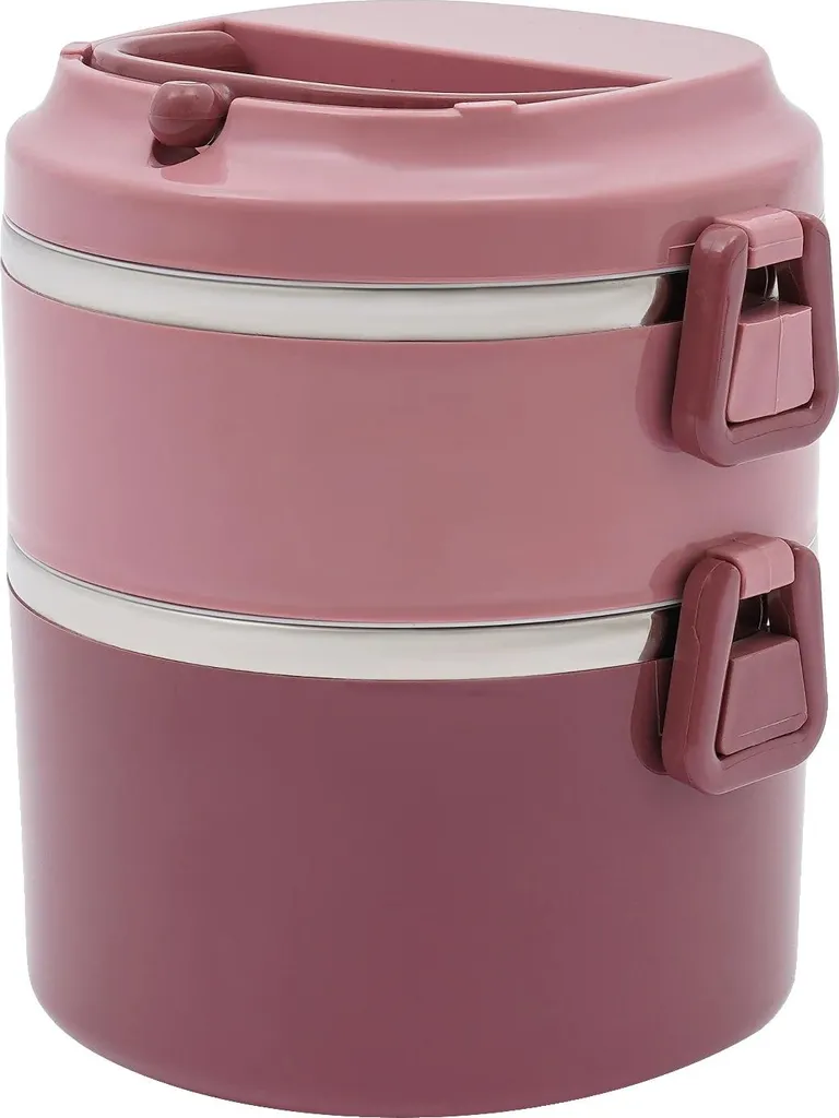 Lunch box empilable et isotherme rose, bento polyvalent de 1.2L
