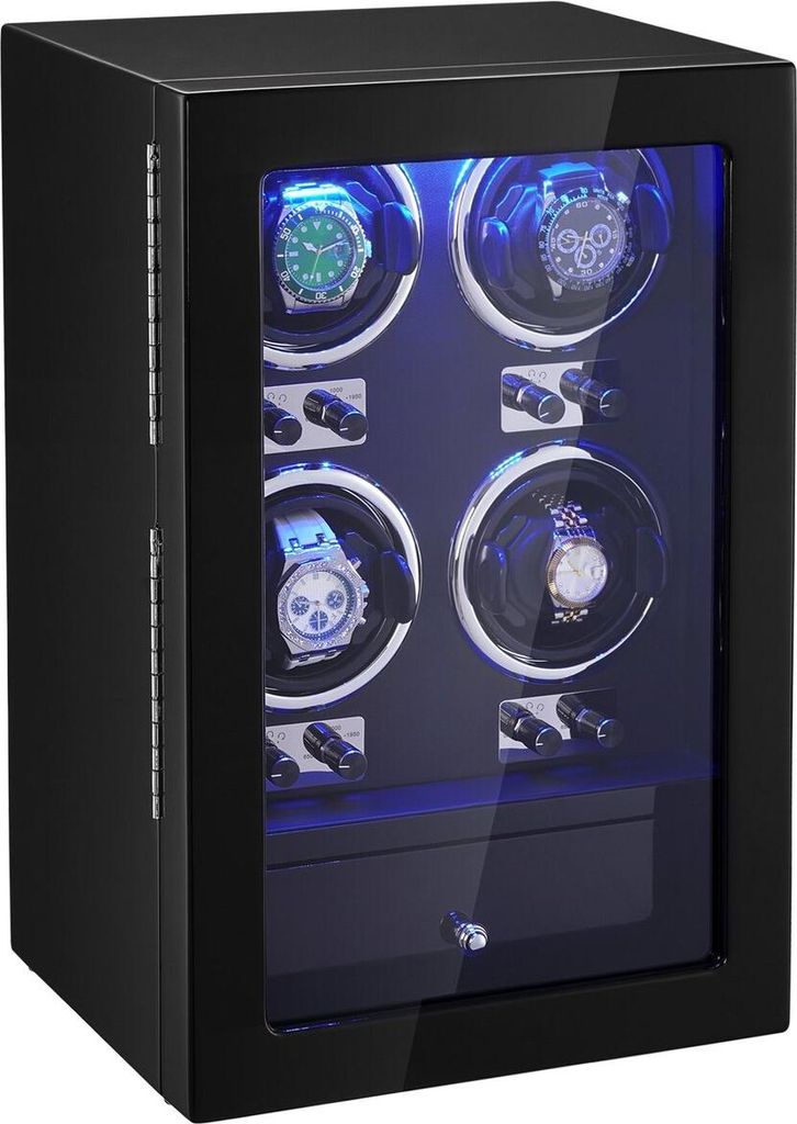 Watch Winder for 4 Automatic Watches with 4 Quiet Japanese Mabuchi Motors