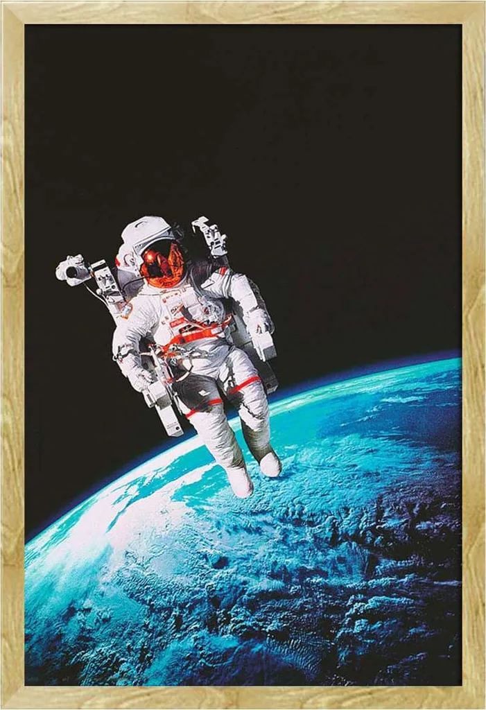 Poster Éducatif Espace et Système Solaire sous Cadre Bois Shinsuke®
