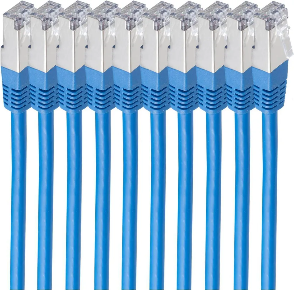 Lot de 10 Câbles Réseau RJ45 Cat6 Blindés PIMF 0,5m Noir BS75711-H0.5B