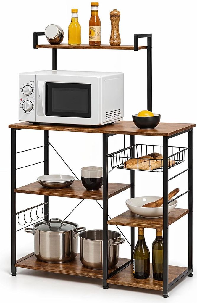 Goliving Küchenschrank - Küchenregal hochkant - Mikrowellenschrank - Organizer - 40x90x132 - Braun