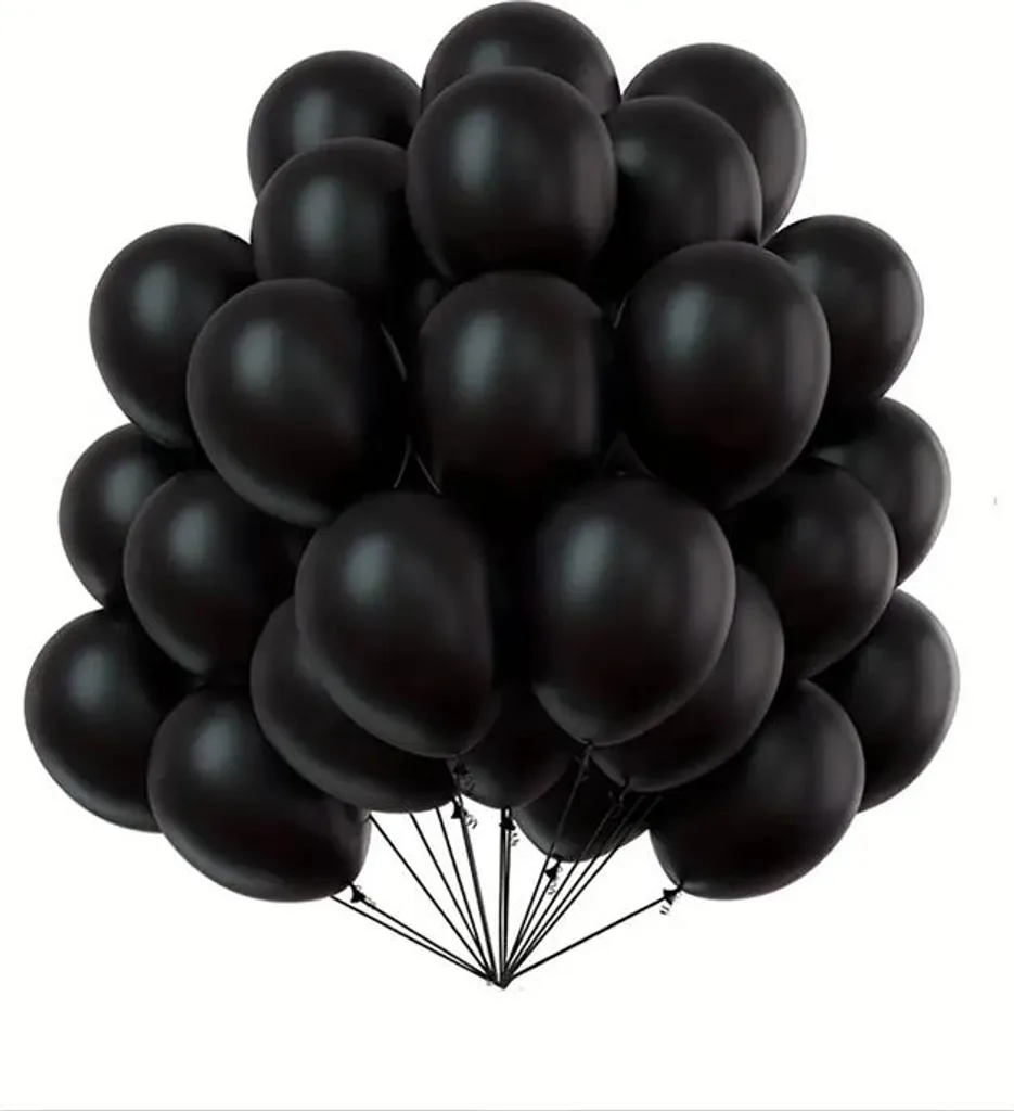 100 Ballons Anniversaire Noir Large 30cm en Latex Naturel Haute Qualité
