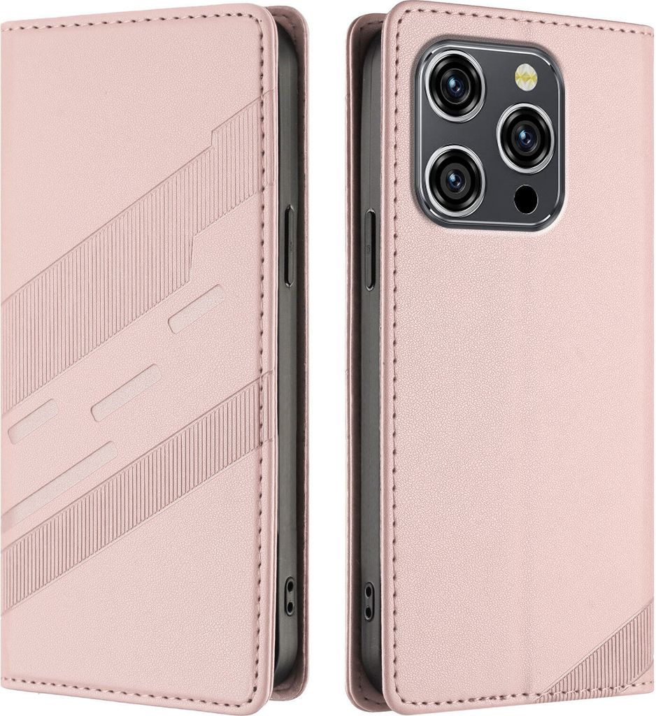 Hülle für Oukitel WP52, Kunstleder Brieftaschen Handyhülle mit Kartenfach und Standfunktion Pink