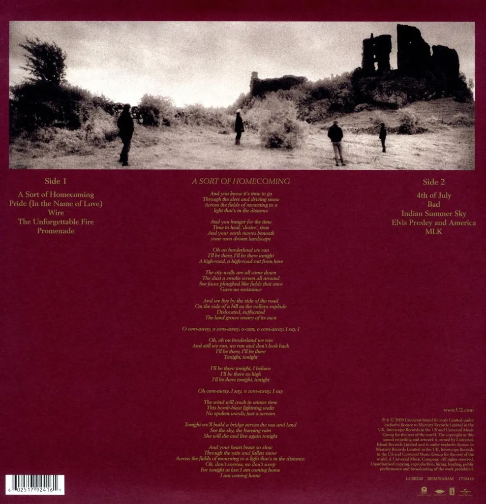 Disque Vinyle U2 The Unforgettable Fire - LP Rock Original 33 Tours