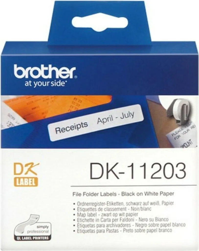 Brother DK-11203 Etichette per Documenti - Bianco su Nero 17x87mm