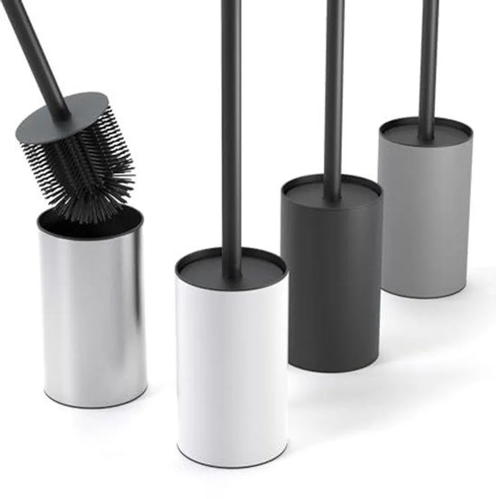 Petite brosse de toilettes moderne RVS en silicone avec cache de protection