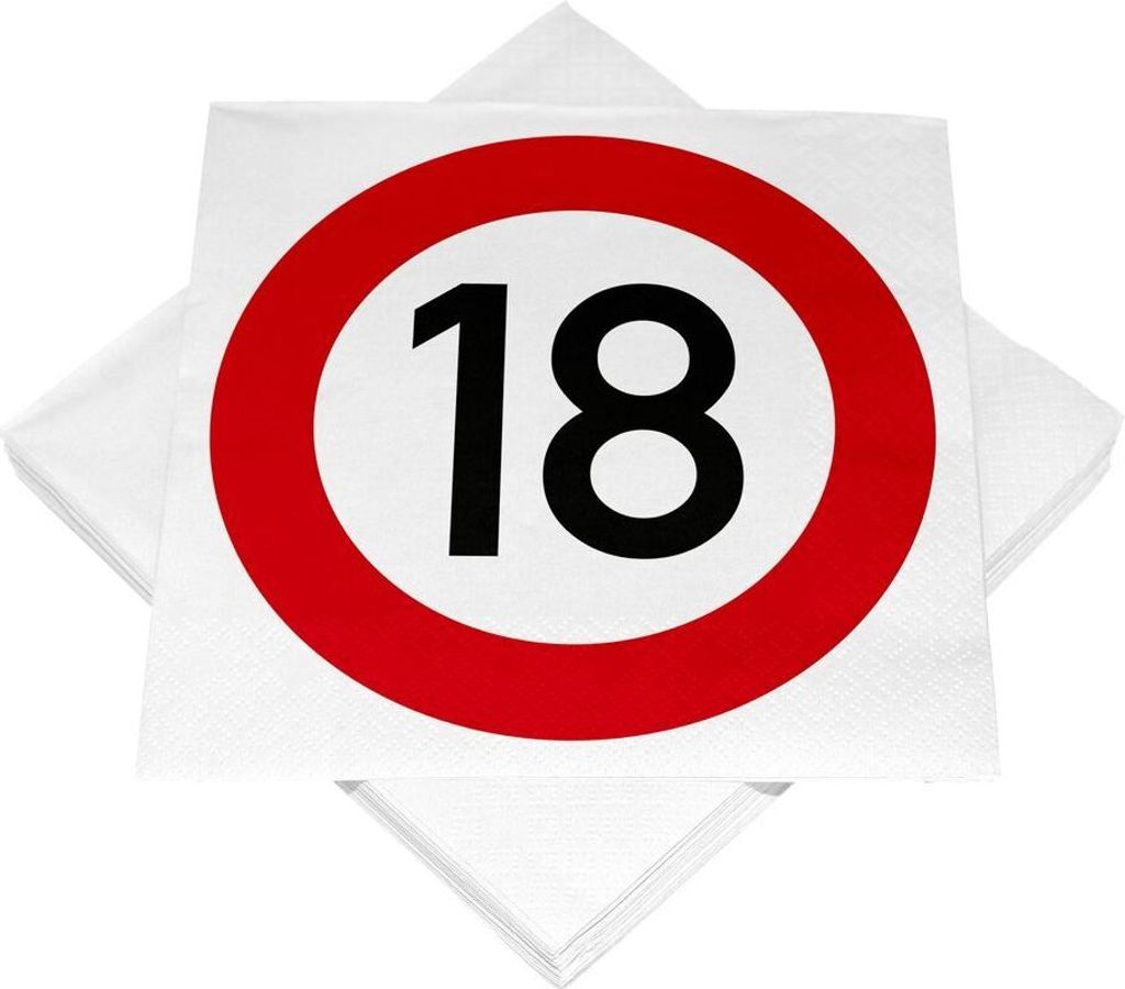 18. Geburtstag Verkehrsschild 20 Servietten