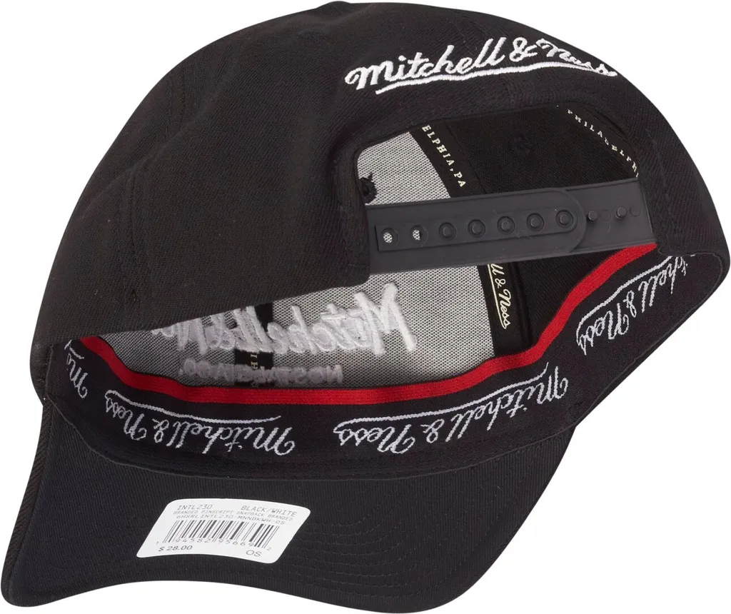 Casquette Snapback Noire et Blanche Mitchell & Ness Design Pinscript - 6