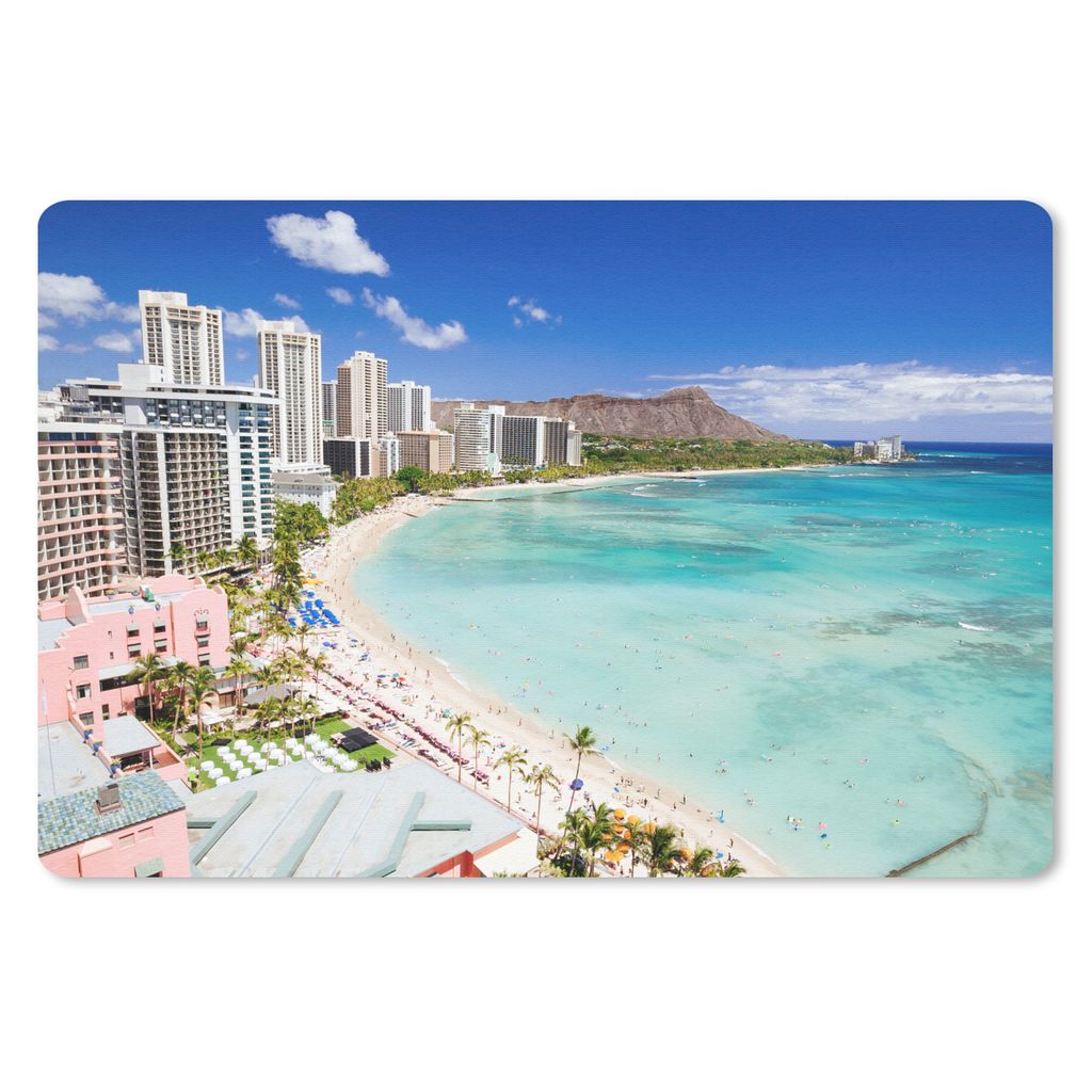 MuchoWow Mauspad Mousepad Der Waikiki Beach vor der Küste von Honolulu, Hawaii 27x18 cm - Mousepads - Maus Mat - Pad - Mausunterlage - Büroarti...