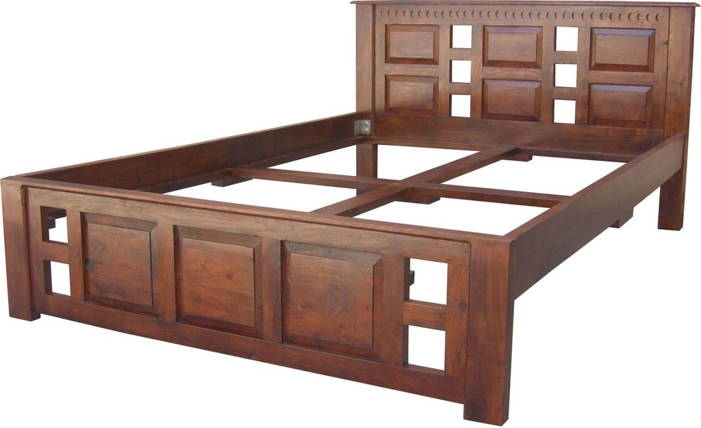 MASSIVMOEBEL24 Bett Akazie 200x200x90 nougat lackiert OXFORD #254