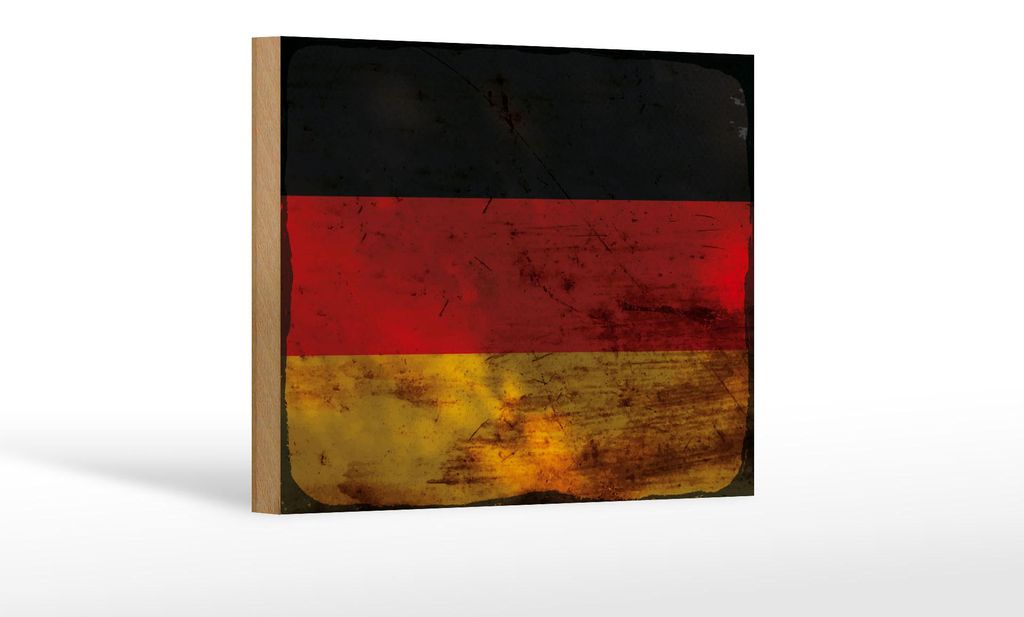 Holzschild Flagge Deutschland 18x12 cm Flag Germany Rost Dekoration