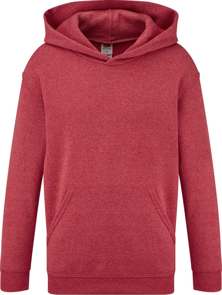 Fruit Of The Loom Pullover mit Kapuze für Kinder BC1367 (116) (Rot meliert)