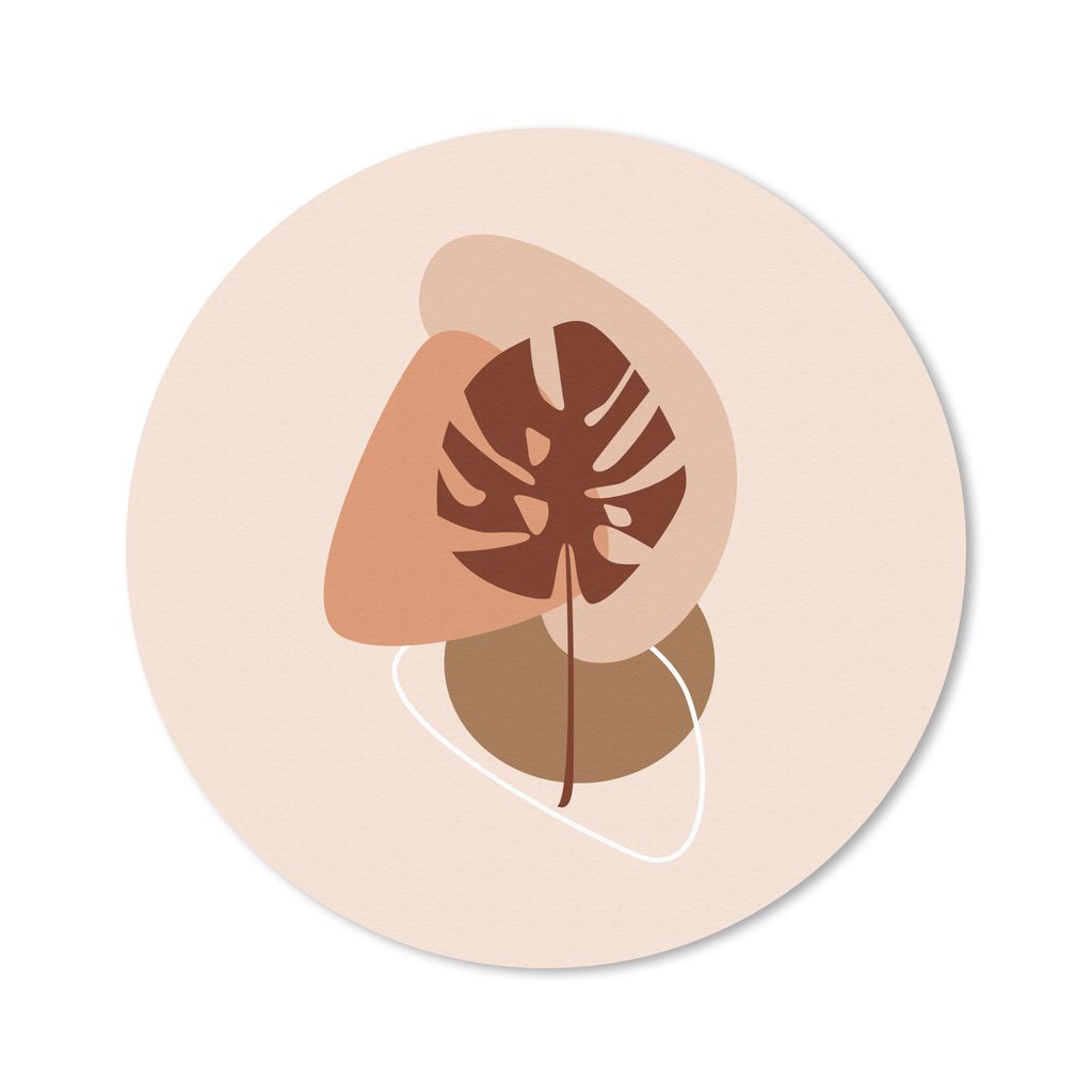 MuchoWow Mauspad Mousepad Sommer - Monstera - Braun - Pastell 40x40 cm - Mousepads - Maus Mat - Pad - Mausunterlage - Schreibtisch Accessoires