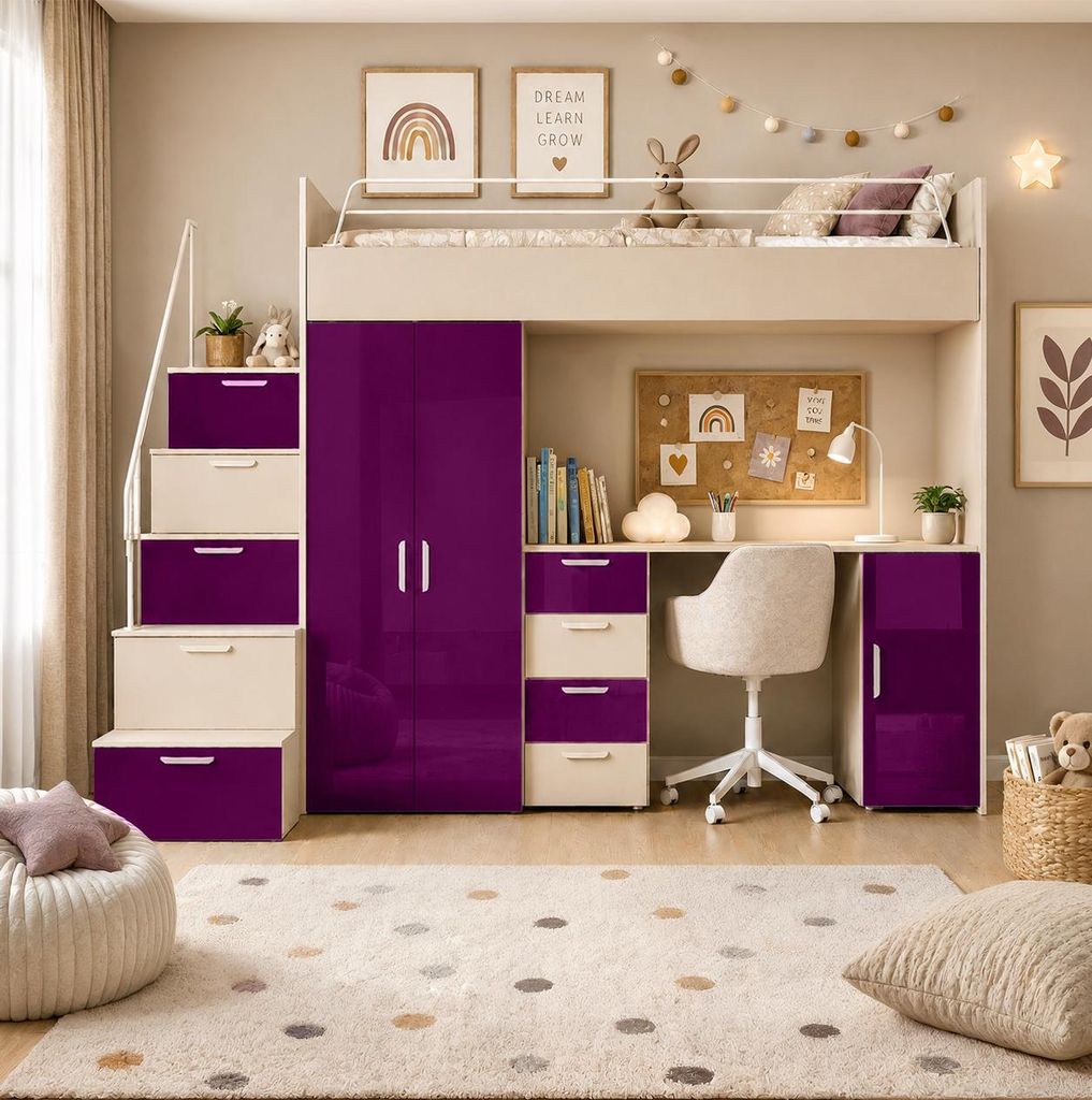 Kaschmir Kinderset RAJ 4, Hochglanz, Kaschmir / Violett Hochglanz