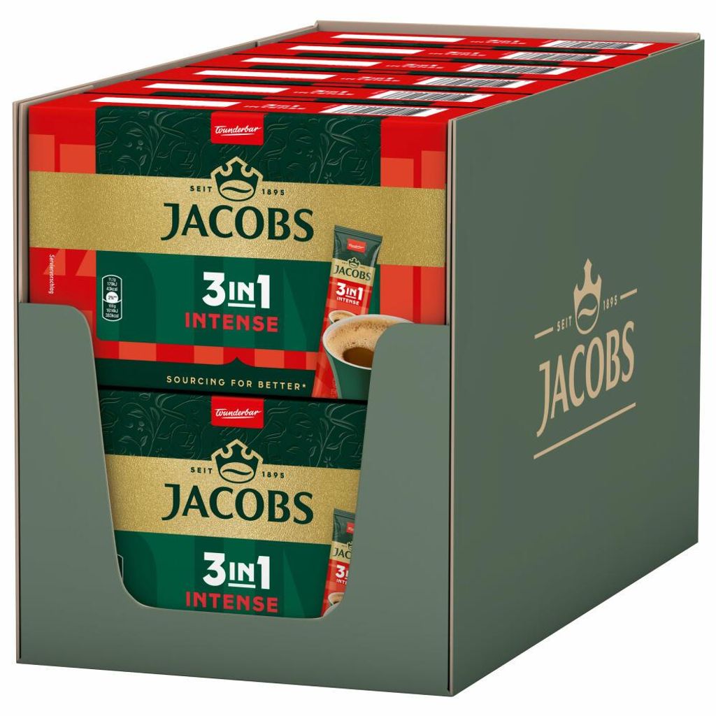 Jacobs 3in1 Intense löslicher Kaffee, Instantkaffee, löslicher Bohnenkaffee, 12 x 10 Sticks