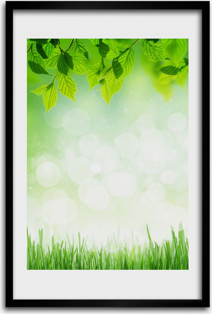 Bild - Bilderrahmen - 40 cm x 60 cm - MDF - Rahmen - Wandkunst - Blätter und Gras