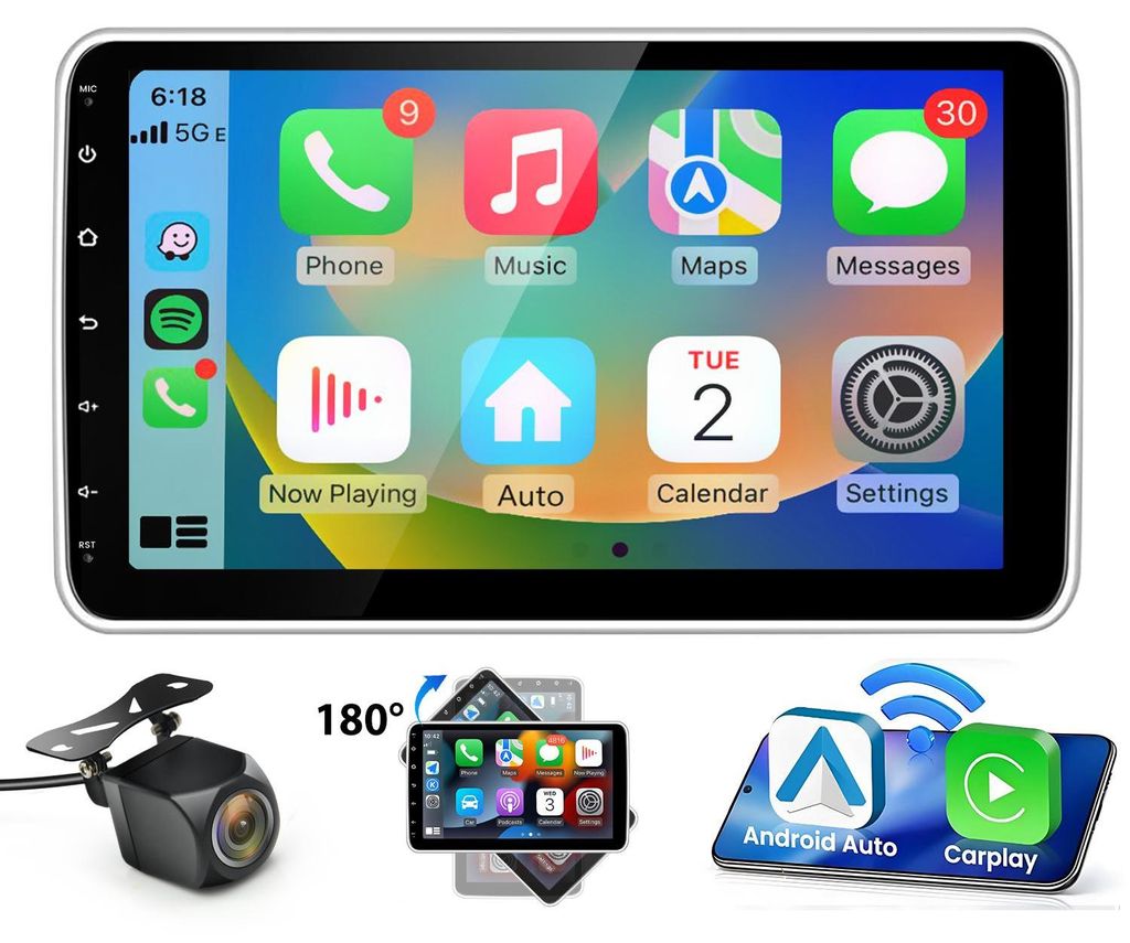 Autorádio 1DIN s 10" otočným displejem o 360°, Android 4+64 Obrázek produktu 