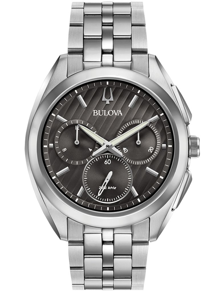 Bulova Herren 262 kHz Hochfrequenz Curved Quarz Armbanduhr Chronograph Curv 96A186