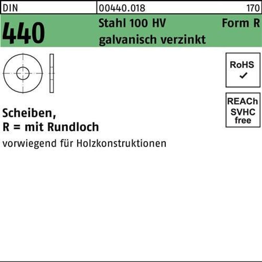Reyher Scheiben DIN 440 Stahl R 42 galv. vz (25 Stück)