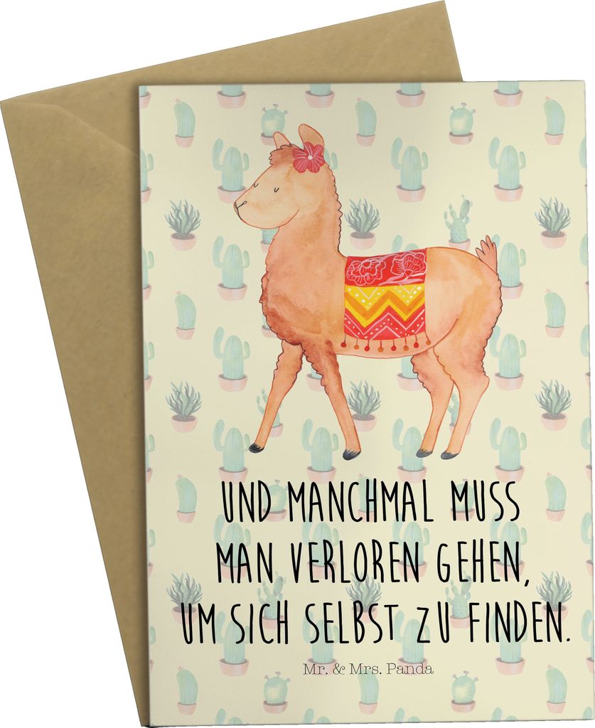 Mr. & Mrs. Panda Klappkarte Alpaka Stolz - Kaktus Grün - Geschenk, Lama, weihnachtskarten, glückwunschkarten, hochzeitskarten, Grußkarte, einlad...
