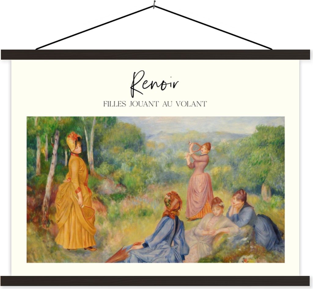 MuchoWow Textilposter Filles Jouant au volant - Renoir - Gemälde 40x30 cm mit schwarzem Rahmen - Dekorationen