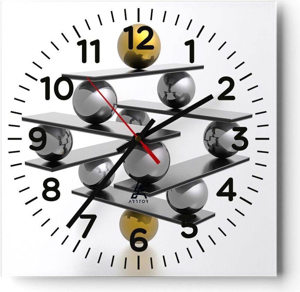 Wanduhr - Quadrat - Glasuhr - Gleichgewicht Struktur Produktbild 