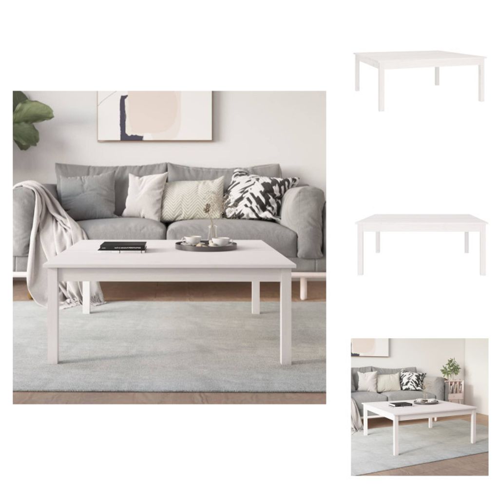 vidaXL Couchtisch Weiß 100x100x40 cm Massivholz Kiefer - Couchtische