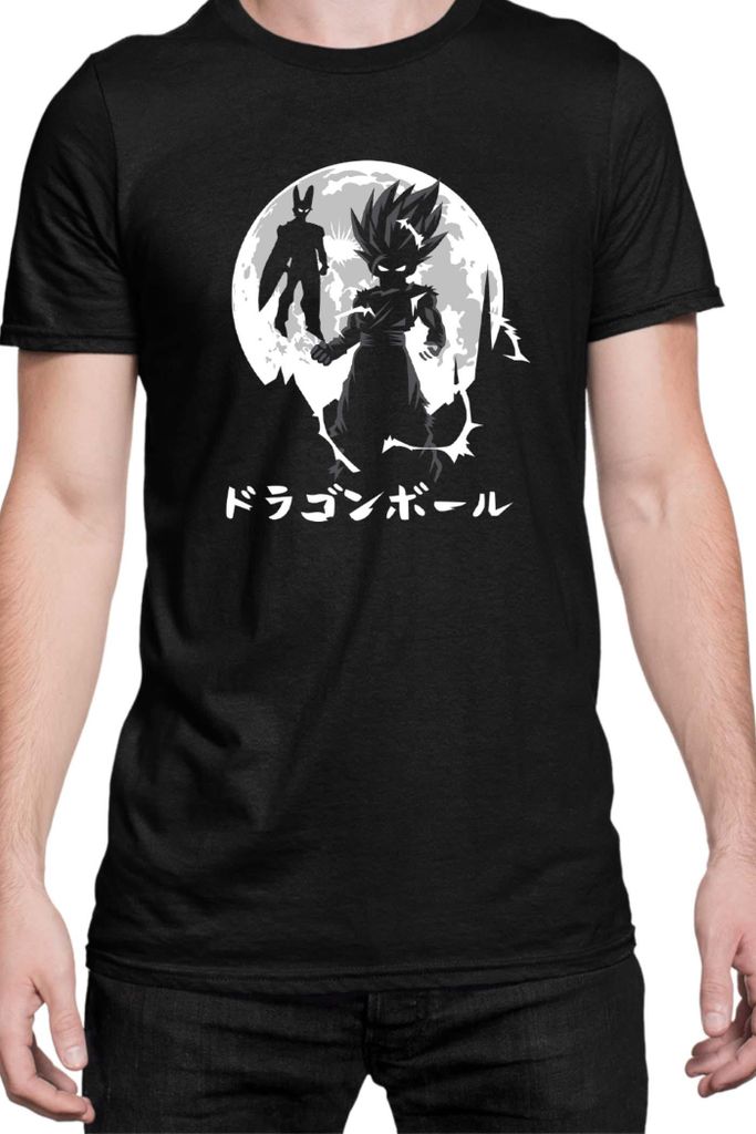Herren T-Shirt Japan Manga Anime Comics Animation Dragon Anime Manga Ball Goku Moon, Man L / Schwarz