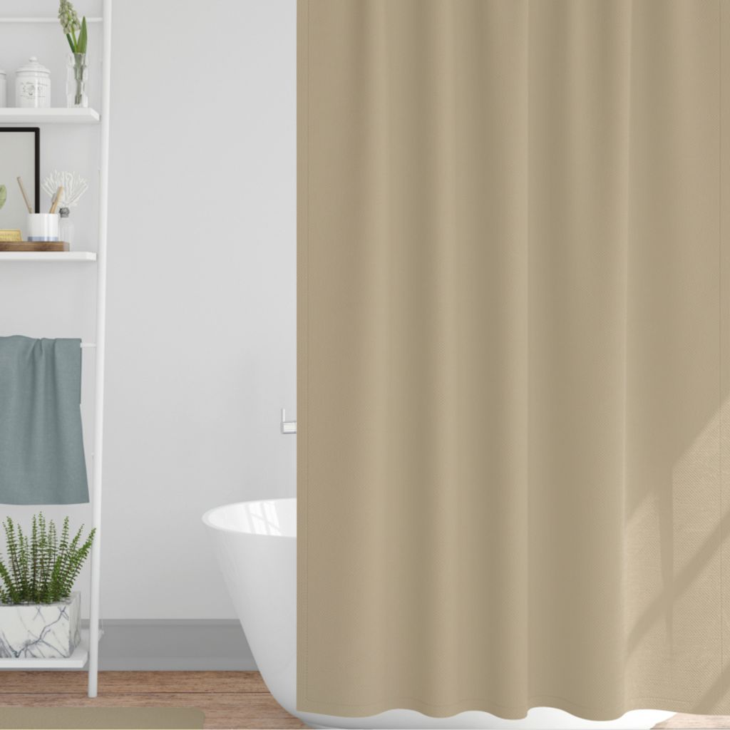 DOCHTMANN Duschvorhang Textil 180x200cm beige gemustert Produktbild 