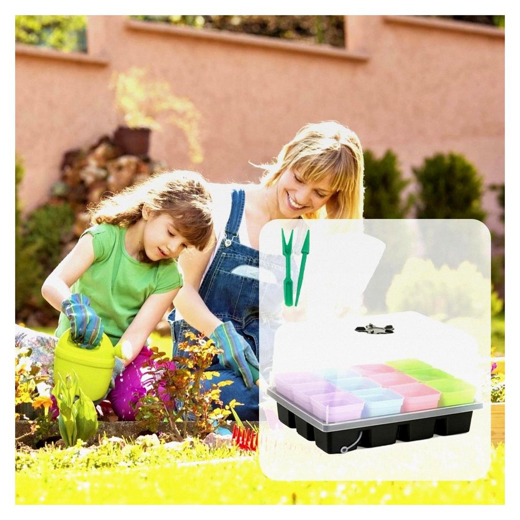 Sämlingstabletts für die Pflanzenanzucht, quadratisches Gewächshaus-Propagation-Set, Innenanbau für den Gemüsegarten, biologische Landwirtscha...