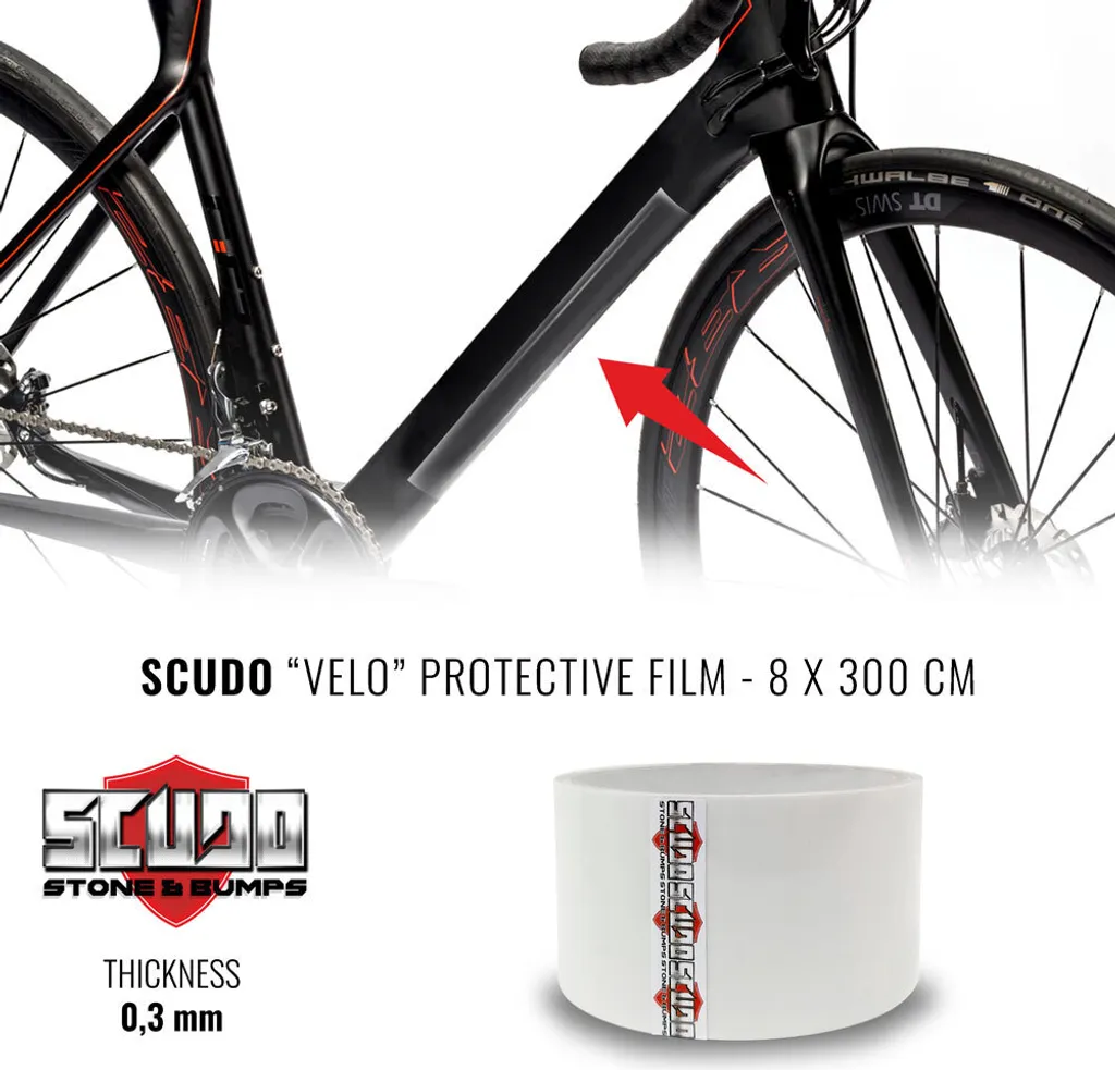 Éviter les rayures de cadre vélo avec le film Roll transparent 8 x 300 cm
