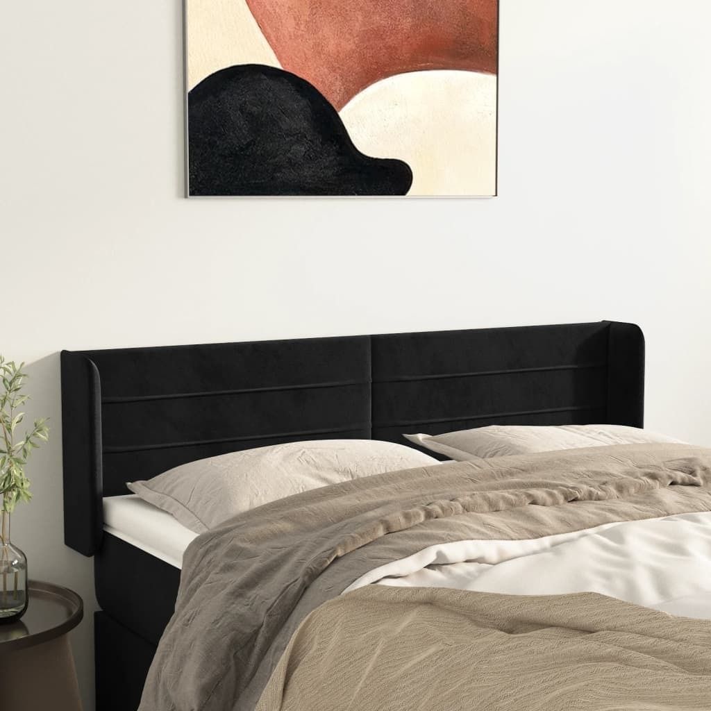 Maison Exclusive - Kopfteil mit Ohren Schwarz 147x16x78/88 cm Samt