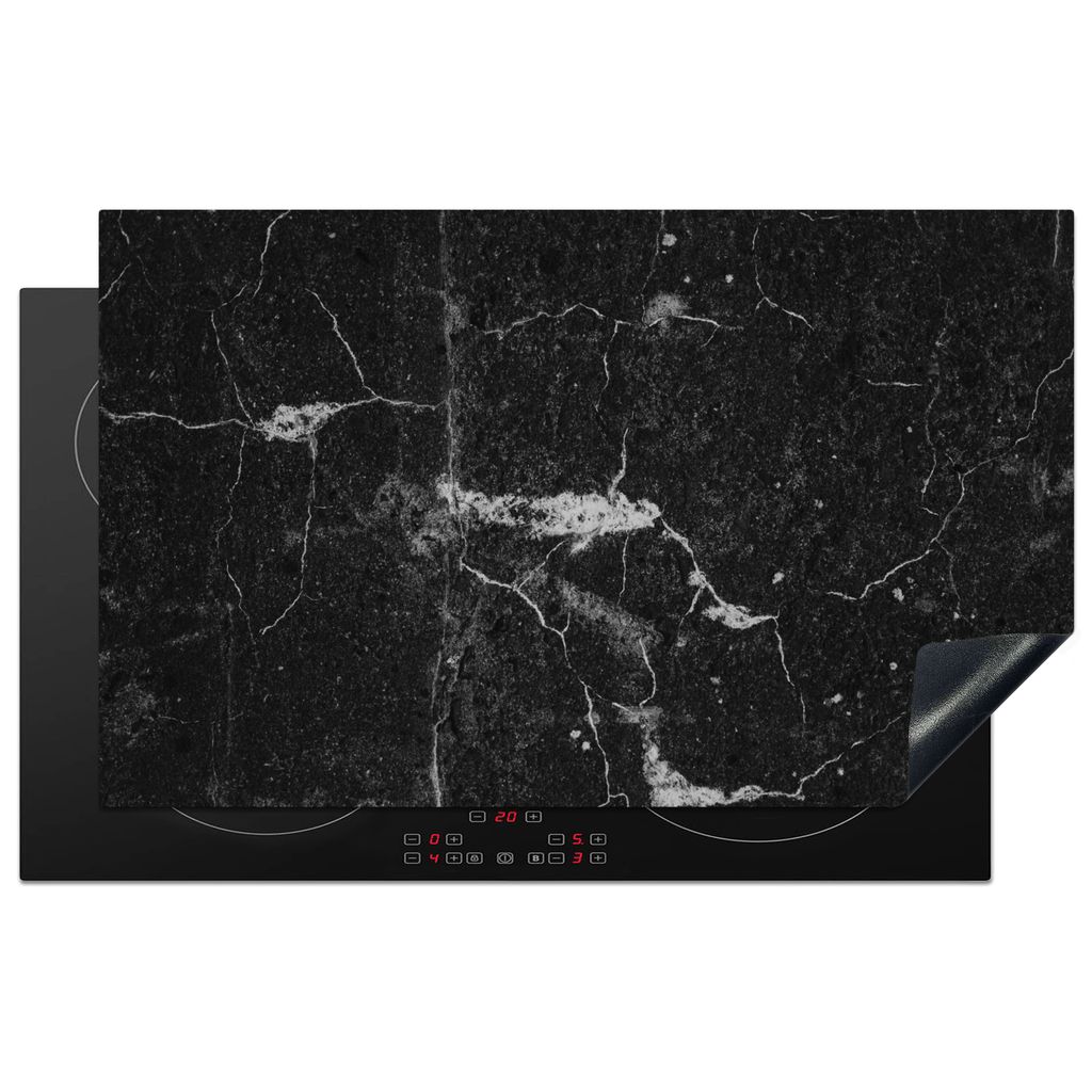 KitchenYeah Herdabdeckplatte Stein - Granit - Strukturen - Steinoptik - Schwarz - Weiß , 85x52cm, Küche Deko, Glaskeramikkochfeld Herdabdeckung...