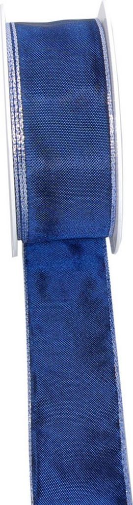 Taftband m. Polyesterkante - dunkelblau-silber - 40mm 25m - 3331-40-25-603