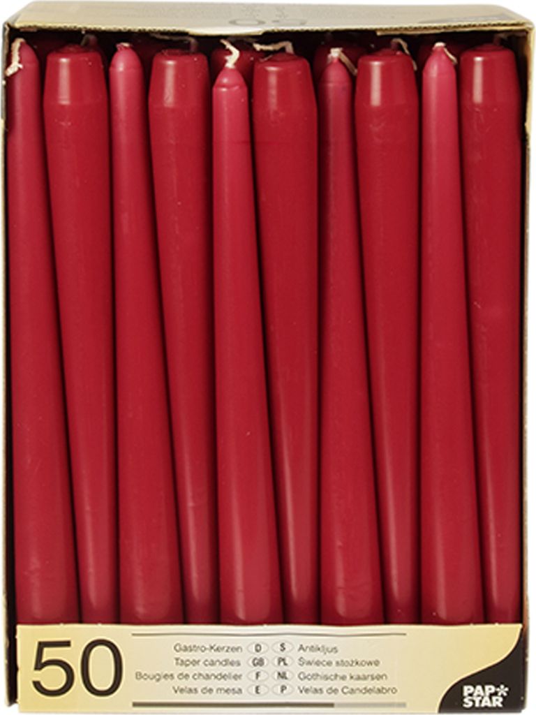 Papstar Leuchterkerzen bordeaux 25cm 50er Zdjęcie produktu 