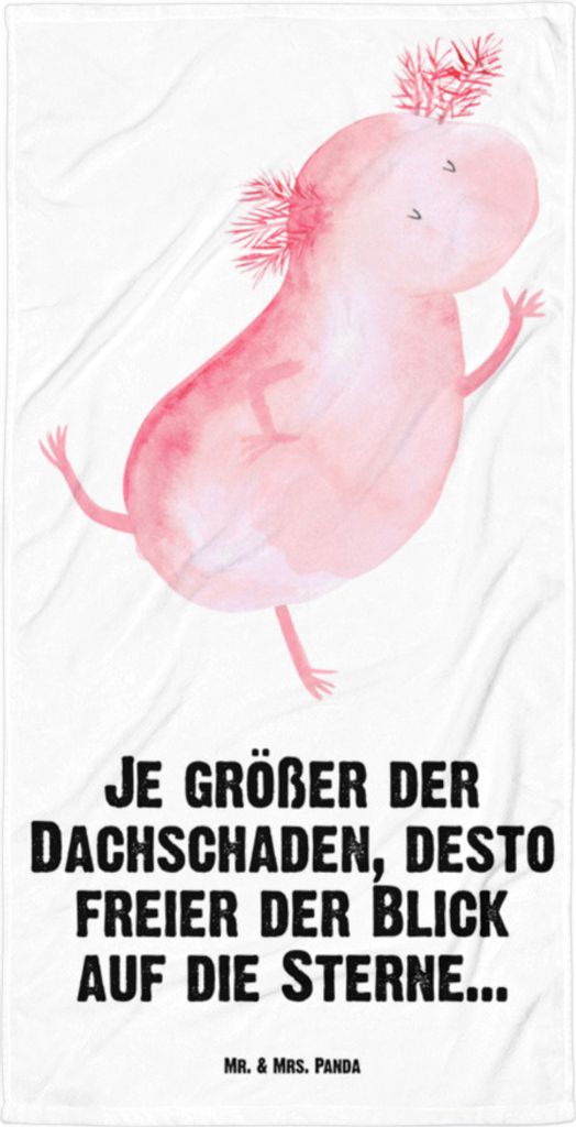 Mr. & Mrs. Panda Duschtuch Axolotl Tanzen - Weiß - Geschenk, Freundin, Badehandtuch, Handtuch, Strandtuch, Reisehandtuch, Duschhandtuch, Sterne, g...