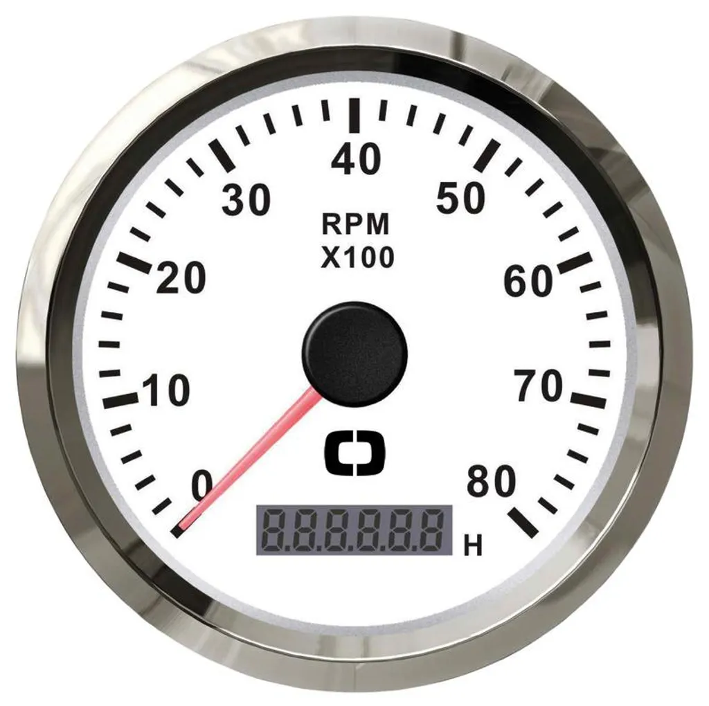 Compte-tours Analogique 0-8000 RPM Blanc - Indicateur de Régime Moteur