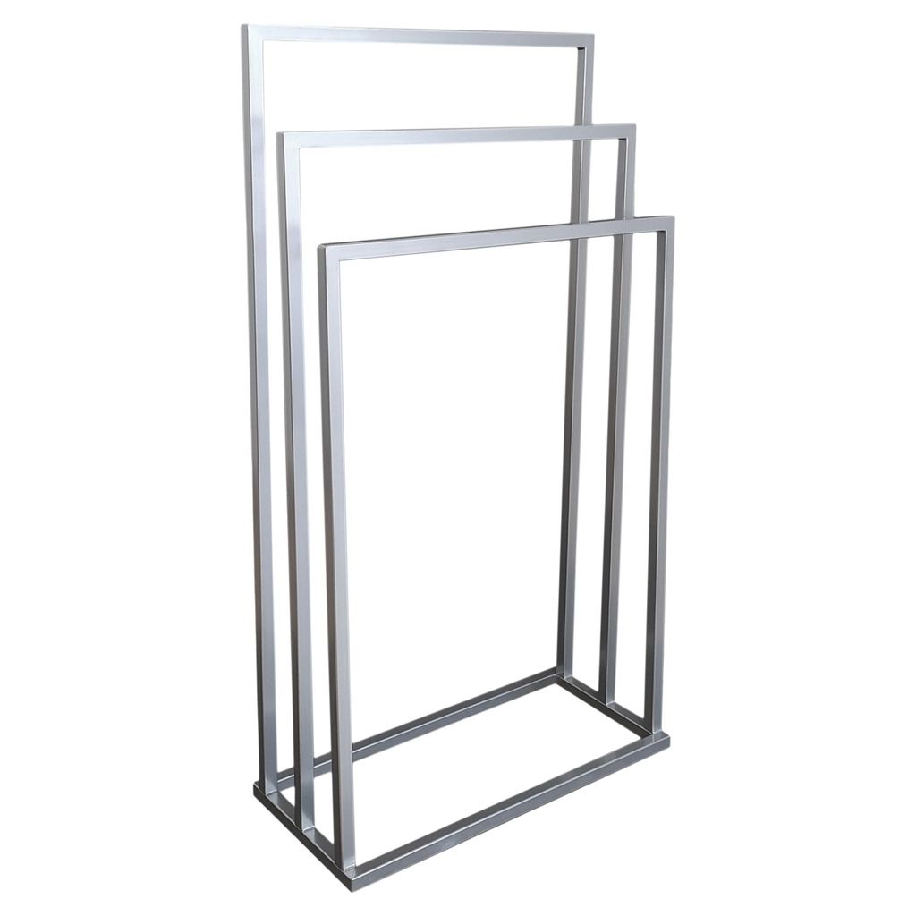 Stabiler Handtuchständer freistehend 3 Stangen – Metall silber Glanz Glamour Badezimmer Handtuchhalter für Bad Hotel Spa Belmy AZER