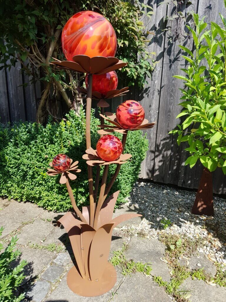 Edelrost Glasblume Blumenzauber, 120cm rot