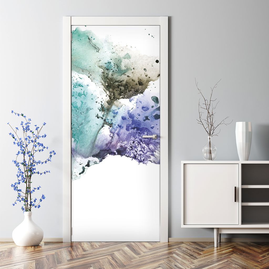 Dekorative Aufkleber selbstklebend Türaufkleber Türposter dekoration Farbflecken Aquarell 70 x 200 cm