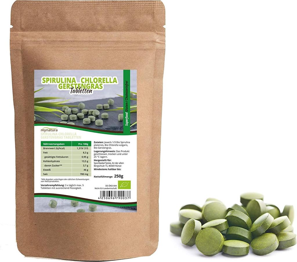 Spirulina Chlorella Gerstengras Mix Tabletten | Veganes Superfood mit er -Qualität MIX 0,25Kg
