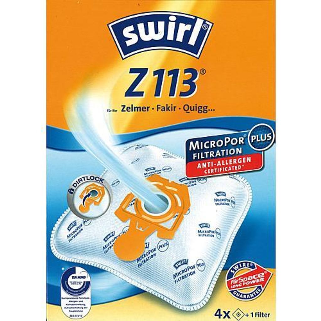 Swirl EcoPor Sacchetti Aspirapolvere Anti-Odore – Con Carbone Attivo, Filtro 99,99%, Tappo Dirtlock, Ecologici