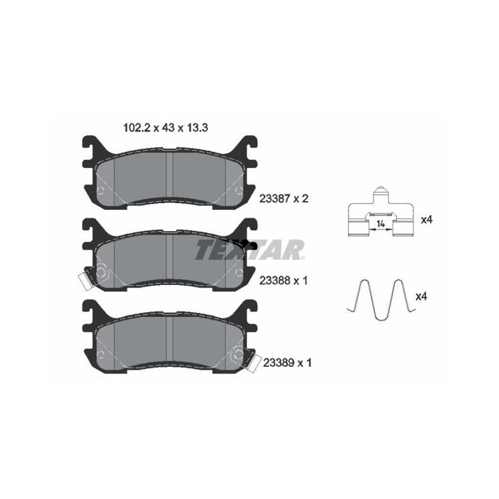 Textar Bremsbeläge hinten für Mazda 323 F MX-5 I II 1,5-2,0 + 16V 24V Akebono